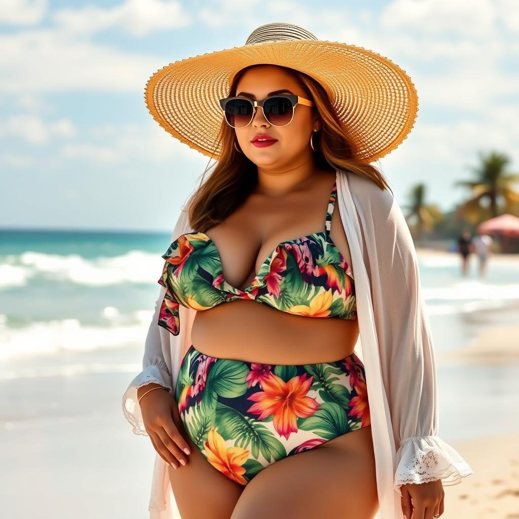 beach outfit for chubby ladies