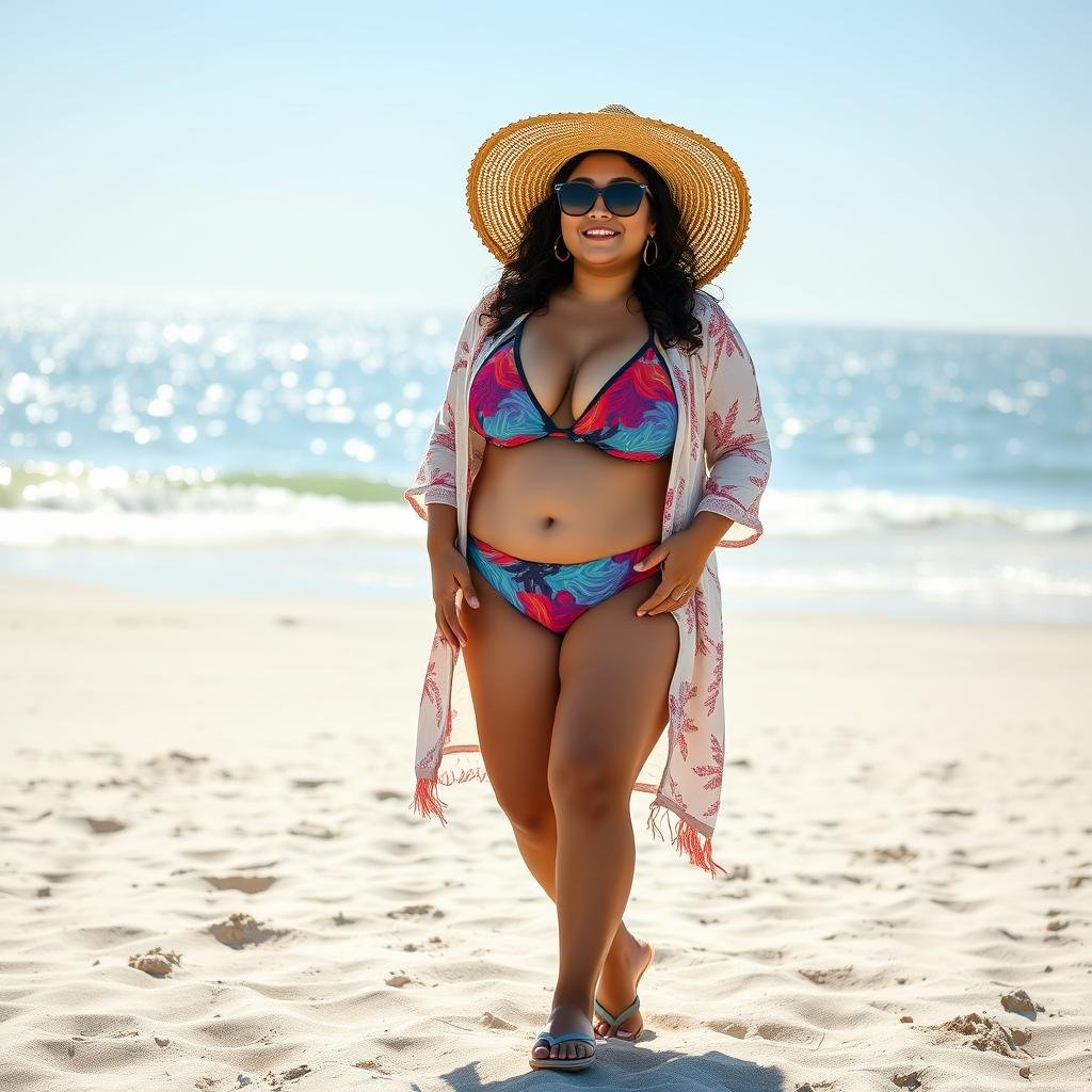 casual beach outfit for chubby ladies