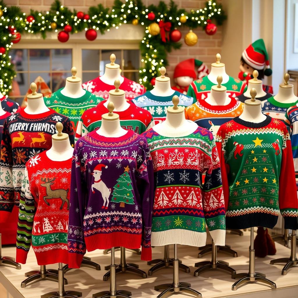 colorful ugly sweater outfit ideas