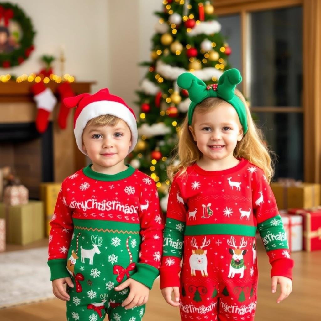 sibling brother and sister matching christmas outfits